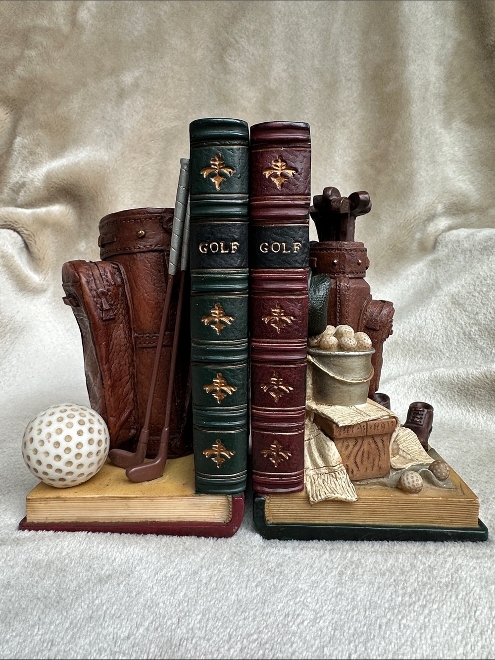 Decorative Golf Bookend Set in Brown and Green - Unbranded